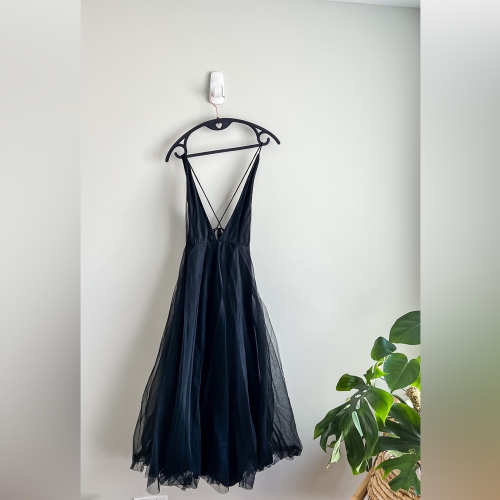 Black Tulle Midi Dress